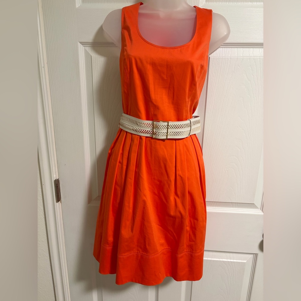 Calvin Klein Orange Dress with White Belt